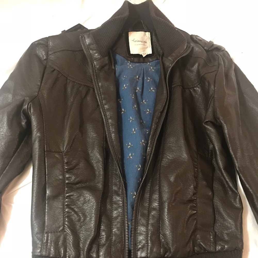 Brown Leather Bomber Jacket